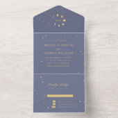 Invitation Tout En Un Mariage d'or céleste Pastel (À l'intérieur)