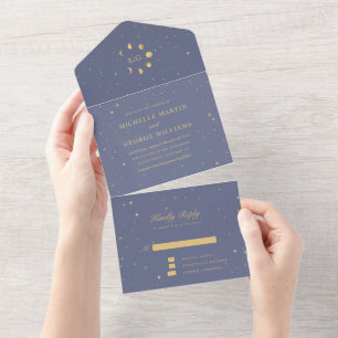 Invitation Tout En Un Mariage d'or céleste Pastel