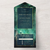 Invitation Tout En Un Mariage d'or Enchanted Forest Fairytale Green (À l'intérieur)