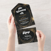 Invitation Tout En Un Mariage d'or noir céleste (Déchirure)