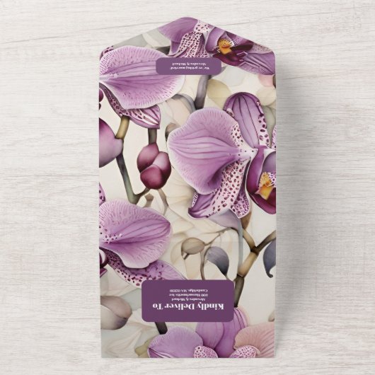 Invitation Tout En Un Mariage d'orchidée pourpre (Dehors)