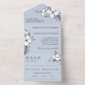 Invitation Tout En Un Mariage Dove Bleu & Blanc Joli Fleurs (À l'intérieur)
