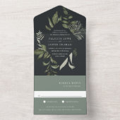 Invitation Tout En Un Mariage du cadre botanique vert de prairie d'hiver (À l'intérieur)