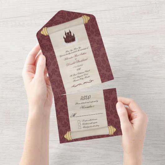 Invitation Tout En Un Mariage du château de Fairytale (Déchirure)