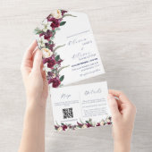 Invitation Tout En Un Mariage du code qr de la marine bourguignonne (Déchirure)