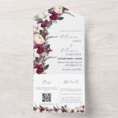 Invitation Tout En Un Mariage du code qr de la marine bourguignonne (À l'intérieur)