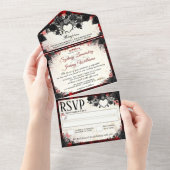 Invitation Tout En Un Mariage du coeur de l'Halloween gothique foncé (Déchirure)