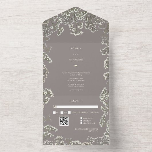 Invitation Tout En Un Mariage d'un bébé à l'éthyste de respiration RSVP (À l'intérieur)