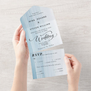 Invitation Tout En Un Mariage d'une plage d'eau moderne
