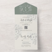 Invitation Tout En Un Mariage écologique Sage de code QR (À l'intérieur)