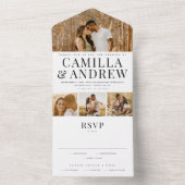 Invitation Tout En Un Mariage élégant 4 Photo moderne (À l'intérieur)