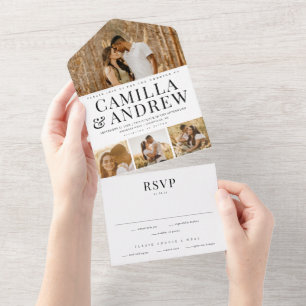 Invitation Tout En Un Mariage élégant 4 photos moderne