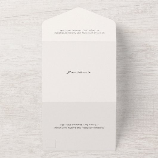 Invitation Tout En Un Mariage élégant à la crème simple (Dehors)