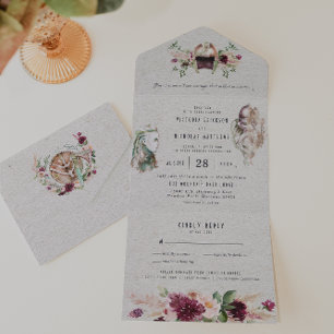 Invitation Tout En Un Mariage élégant à thème Viking et parchemin Norroi