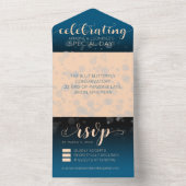 Invitation Tout En Un Mariage Élégant au Bleu Océanique et Pêche (À l'intérieur)