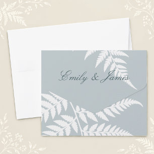 Invitation Tout En Un Mariage Élégant aux Fougères Blanc Bleu Glacé