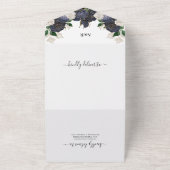 Invitation Tout En Un Mariage élégant avec du bleu marine et des fleurs (Dehors)