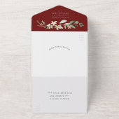 Invitation Tout En Un Mariage élégant avec verdure rouge bordeaux (Dehors)