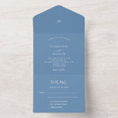 Invitation Tout En Un Mariage élégant bleu foncé (À l'intérieur)