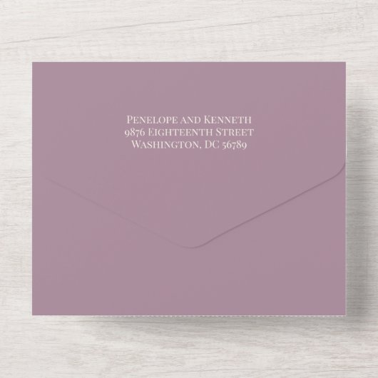 Invitation Tout En Un Mariage Élégant Classique Typographie Violet Pouss (Verso)