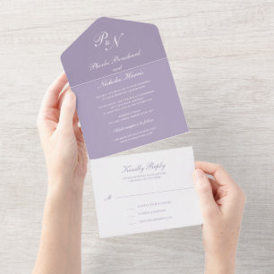 Invitation Tout En Un Mariage Élégant Classique Violet Poussiéreux