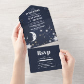 Invitation Tout En Un Mariage Élégant Croissant de Lune Céleste (Déchirure)