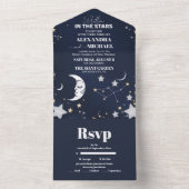 Invitation Tout En Un Mariage Élégant Croissant de Lune Céleste (À l'intérieur)