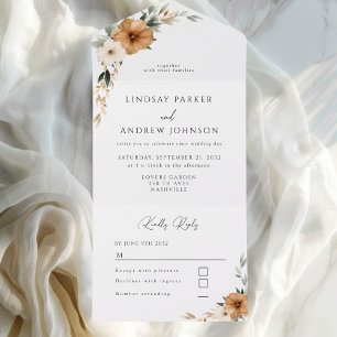 Invitation Tout En Un Mariage élégant cuivre et botanique terreuse