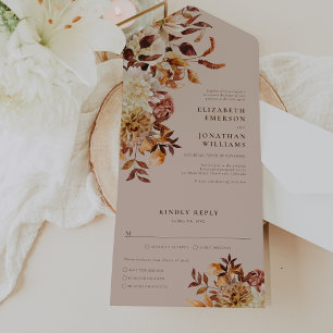 Invitation Tout En Un Mariage Élégant d'Automne