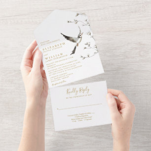 Invitation Tout En Un Mariage élégant de jardin floral de chinoiserie en