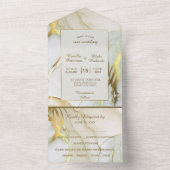 Invitation Tout En Un Mariage élégant en marbre blanc moderne (À l'intérieur)