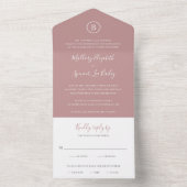 Invitation Tout En Un Mariage élégant et classique, Rose rose et poussié (À l'intérieur)