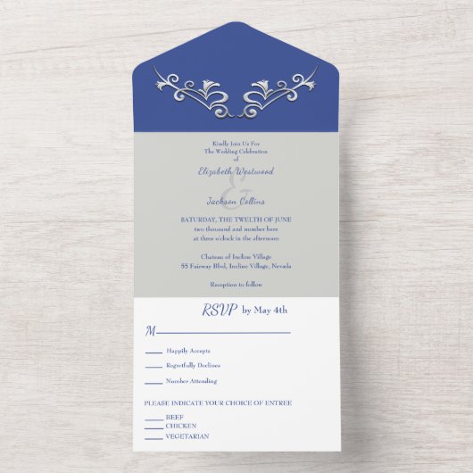 Invitation Tout En Un Mariage élégant et moderne Sliver (À l'intérieur)