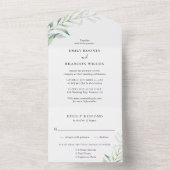 Invitation Tout En Un Mariage élégant Eucalyptus Vert Sage Simple (À l'intérieur)