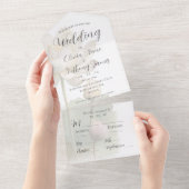 Invitation Tout En Un Mariage Élégant Floral Pastel (Déchirure)