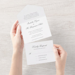 Invitation Tout En Un Mariage Élégant Formel Gris Traditionnel
