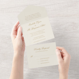 Invitation Tout En Un Mariage Élégant Formel Ivoire Traditionnel