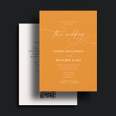 Invitation Tout en Un Mariage Élégant Gras Script Orange