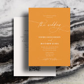 Invitation Tout en Un Mariage Élégant Gras Script Orange