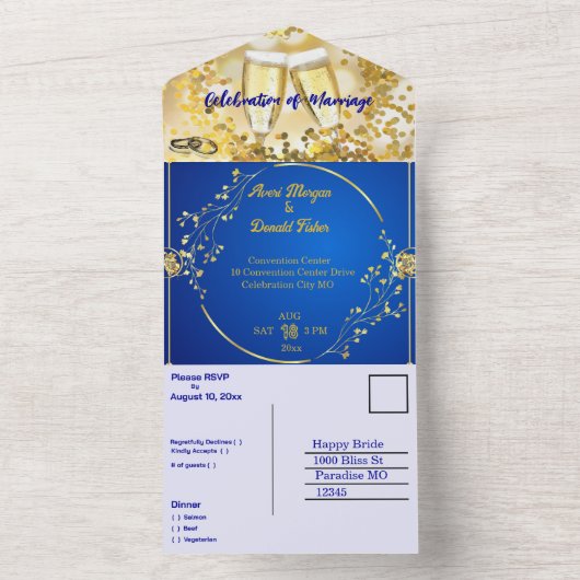 Invitation Tout En Un Mariage élégant mais simple (À l'intérieur)