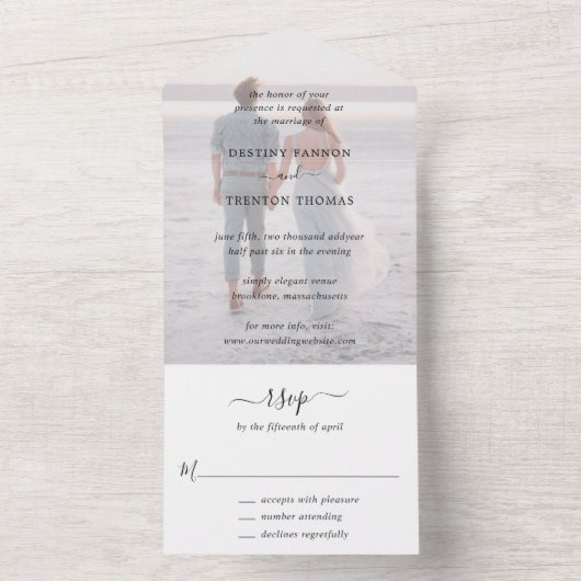 Invitation Tout En Un Mariage élégant minimal photo classique (À l'intérieur)