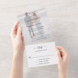 Invitation Tout En Un Mariage élégant minimal photo classique