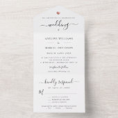 Invitation Tout En Un Mariage élégant moderne calligraphie rose or coeur (À l'intérieur)