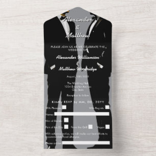 Invitation Tout En Un Mariage Élégant Moderne d'Hommes Gays