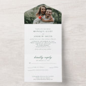 Invitation Tout En Un Mariage Élégant Moderne Photo Écriture Vert Sauge (À l'intérieur)