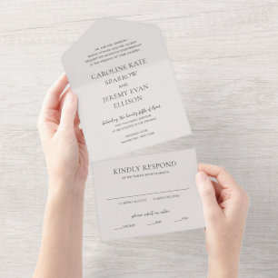 Invitation Tout En Un Mariage Élégant Neutre et Propre