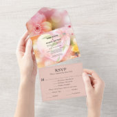 Invitation Tout En Un Mariage Élégant Romantique Fleur Orange Rose (Déchirure)