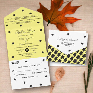 Invitation Tout En Un Mariage Élégant Simple d'Automne Amour Mariage Rus