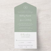 Invitation Tout En Un Mariage élégant traditionnel vert Sage (À l'intérieur)