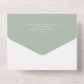 Invitation Tout En Un Mariage élégant traditionnel vert Sage (Verso)